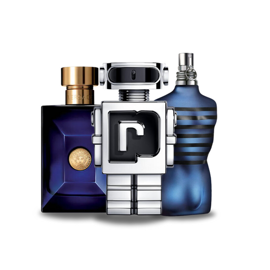 3 Perfumes: Versace DYLAN BLUE, Paco Rabanne PHANTOM, Jean Paul Gaultier ULTRA MALE 100 ml (PAGUE 1 RECEBA 3)