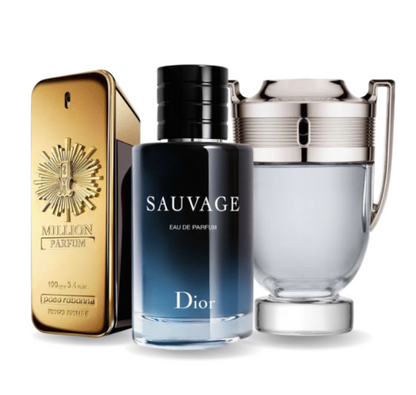 3 perfumes: Paco Rabanne One Million, Dior Sauvage e Paco Rabanne Invictus (PAGUE 1 RECEBA 3)
